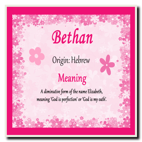 Bethan Personalised Name Meaning Coaster