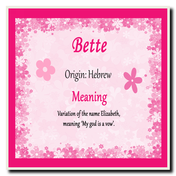 Bette Personalised Name Meaning Coaster