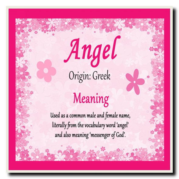 Angel Personalised Name Meaning Coaster