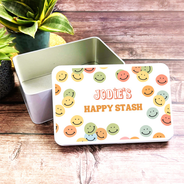 Bits & Bobs Smiley Faces Personalised Storage Tin