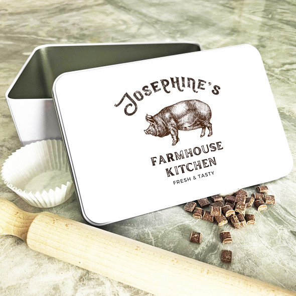 Vintage Style Farmhouse Personalised Kitchen Storage Tin