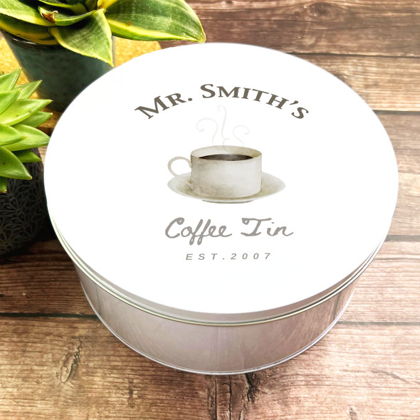 Round Teacher Gift Coffee Bean Storage Personalised Coffee Tin