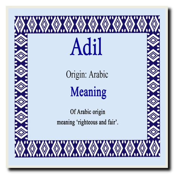 Adil Personalised Name Meaning Coaster