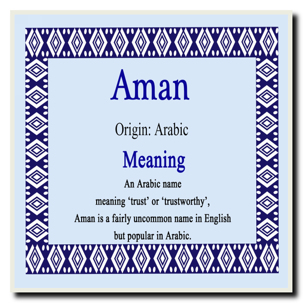 Aman Personalised Name Meaning Coaster