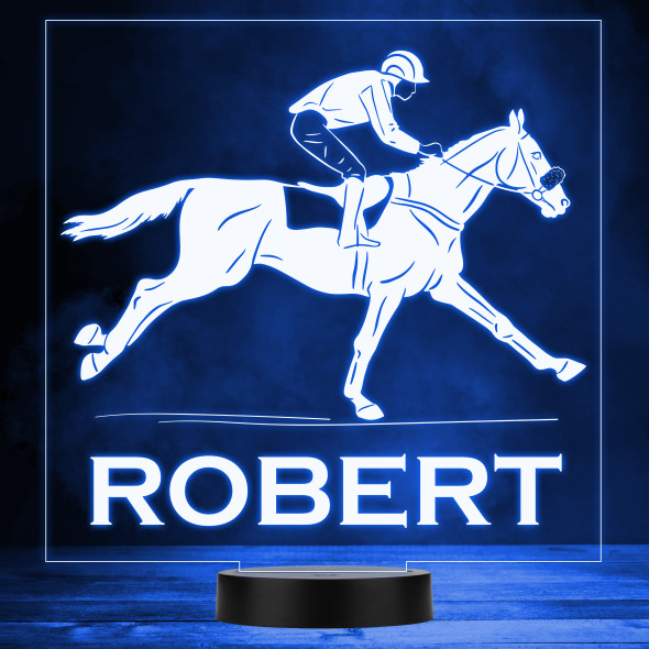 Racer Jockey Racing At Horse Races Personalised Gift Colour Changing Night Light