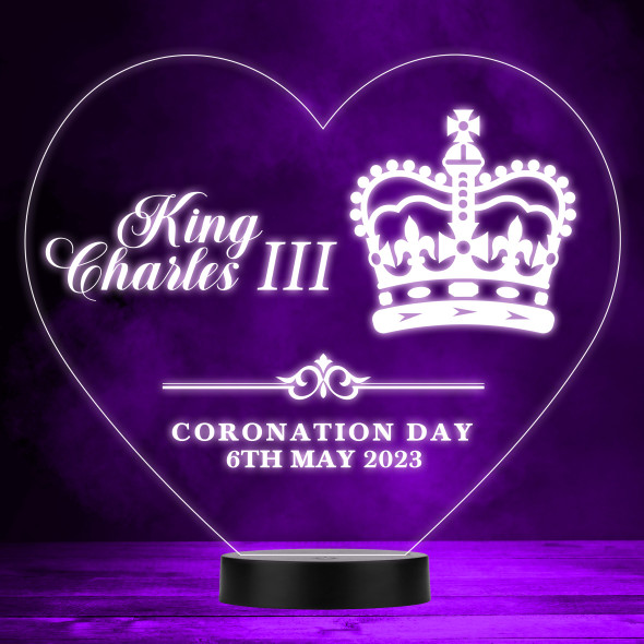 Coronation Day Crown King Charles III 2023 Personalised LED Colour Night Light