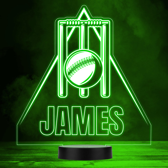 Cricket Stumps & Ball Sports Fan Personalised Gift Colour Changing Night Light