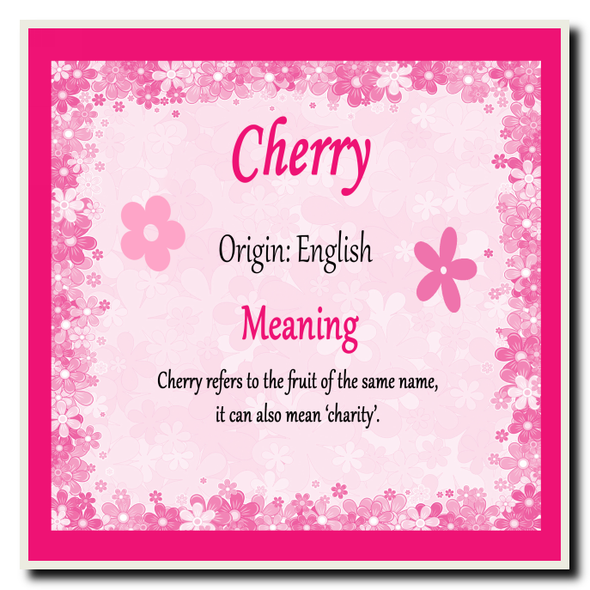 Cherry Personalised Name Meaning Coaster