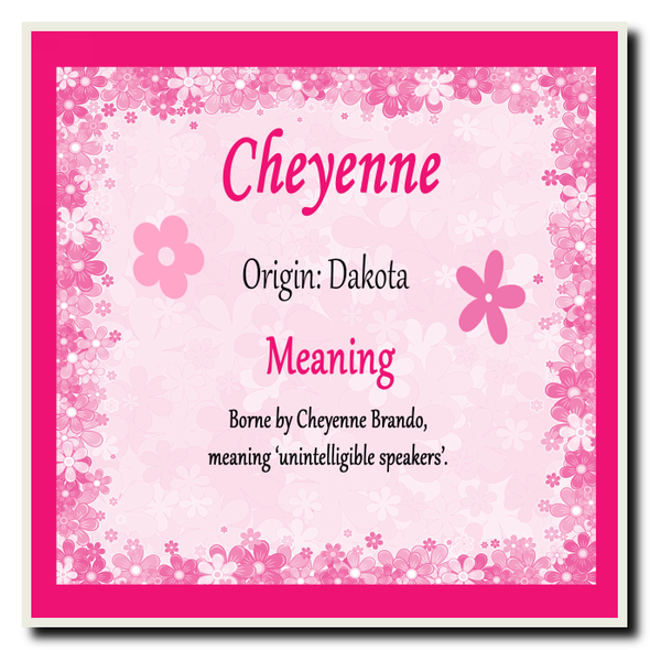 Cheyenne Personalised Name Meaning Coaster