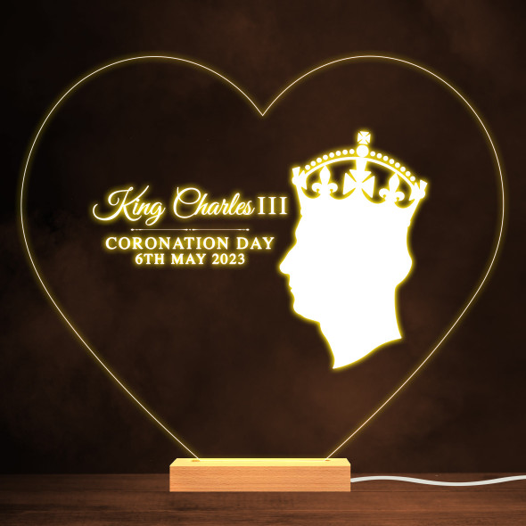 Profile Heart King Charles Coronation Souvenir Warm White Night Light