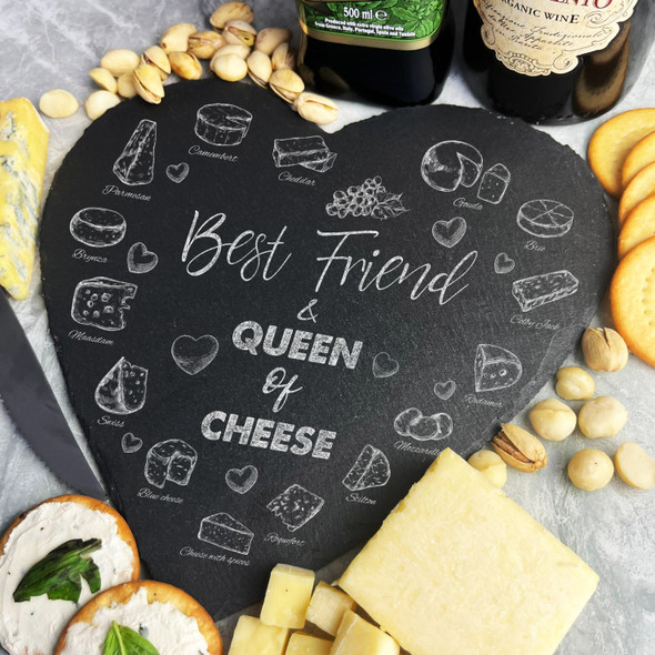 Cheese Selection Friend Queen Of Cheese Heart Gift Slate Cheese Serving Board