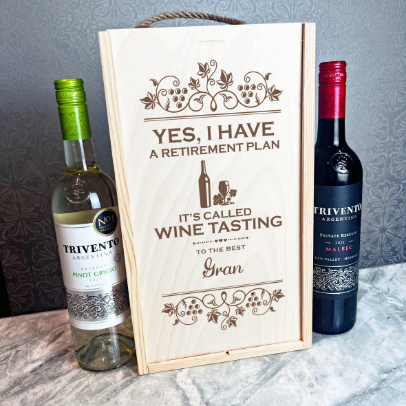 Leaf Retirement Plan Funny Wine Tasting Gran Double Two Bottle Wine Gift Box