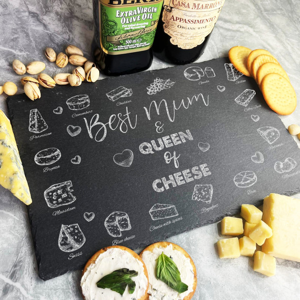 Cheese Selection Best Mum Queen Of Cheese Hearts Gift Slate Cheese Serving Board