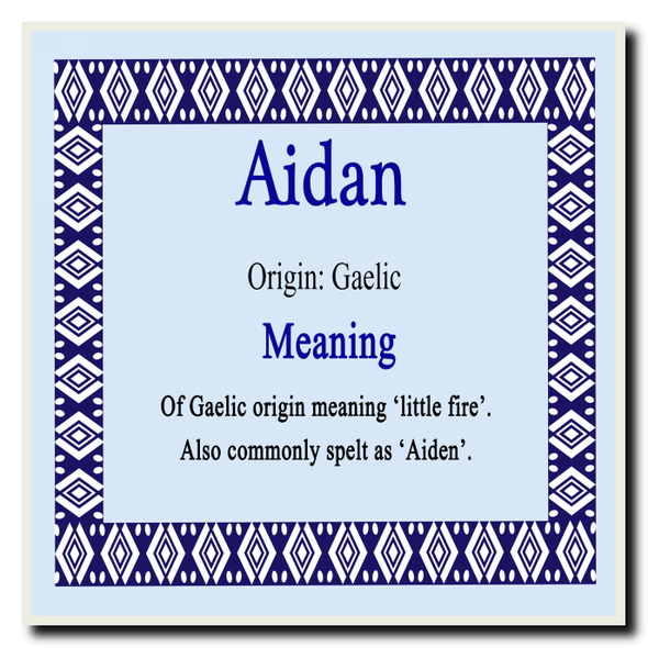 Aidan Personalised Name Meaning Coaster