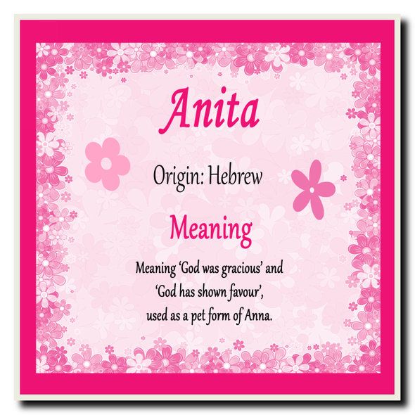 Anita Personalised Name Meaning Coaster