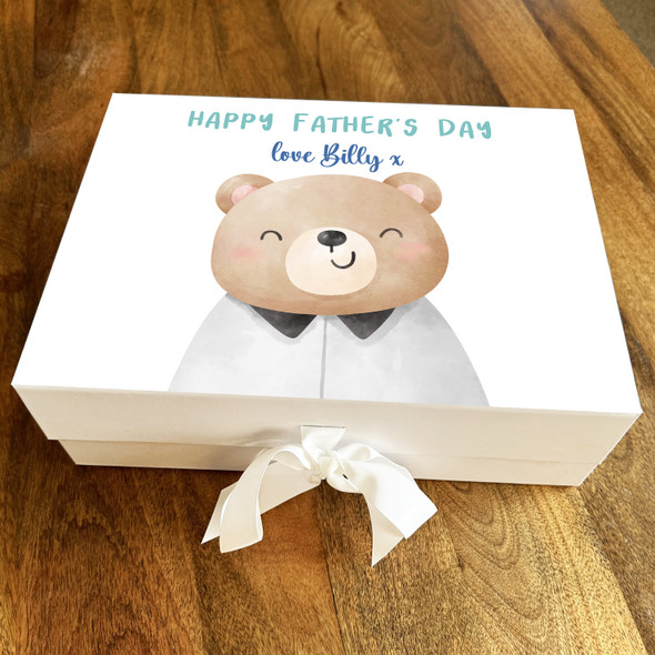 Happy Father's Day Dad Happy Bear Watercolour Personalised Hamper Gift Box