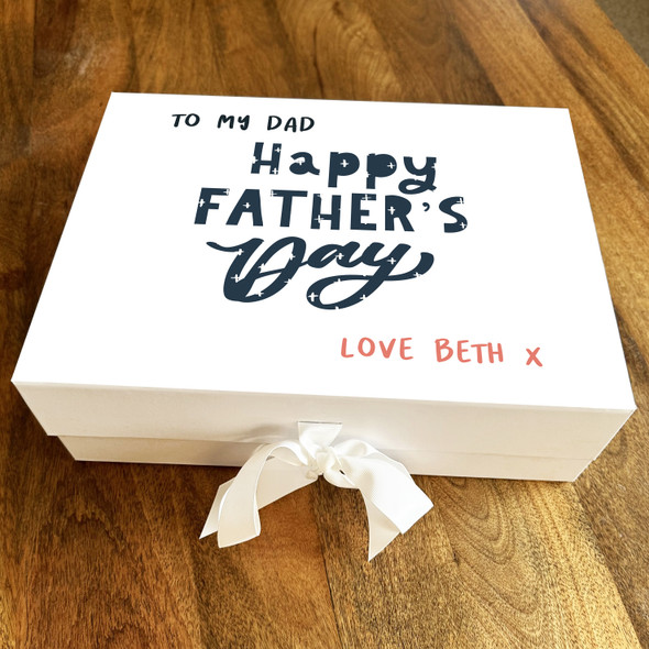 Happy Father's Day Minimal Pattern To My Dad Blue Personalised Hamper Gift Box