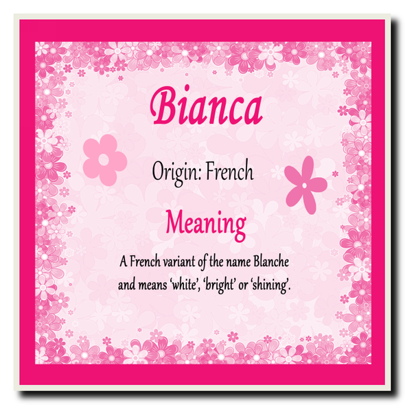 Bianca Personalised Name Meaning Coaster