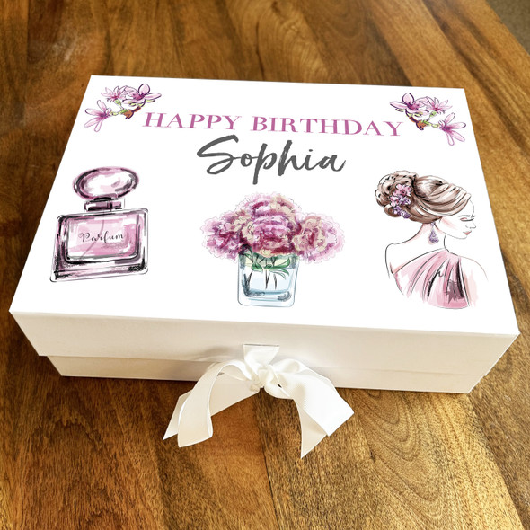 Makeup Perfume Pink Pretty Flower Beauty Lover Birthday Personalised Gift Box