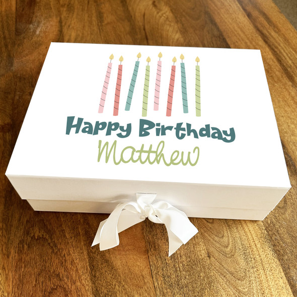 Pastel Colourful Candles Happy Birthday Personalised Hamper Gift Box
