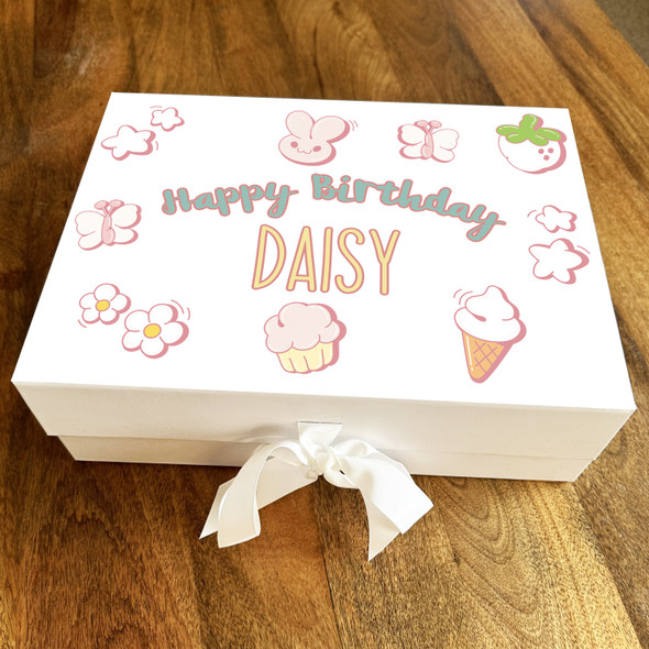 Pastel Colours Peach Green Yellow Cute Birthday Personalised Hamper Gift Box