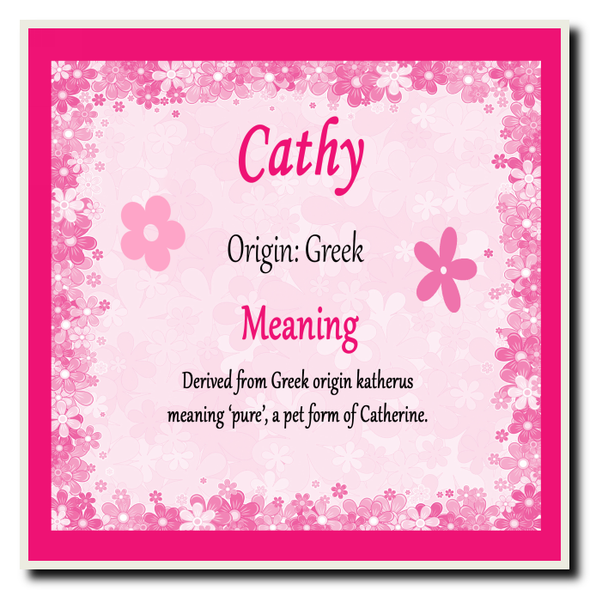 Cathy Personalised Name Meaning Coaster