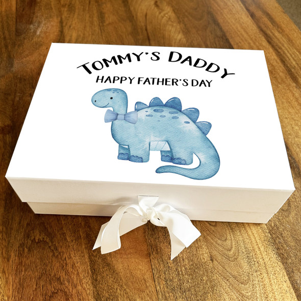 Blue Happy Father's Day Daddy Dinosaur Bowtie Personalised Hamper Gift Box