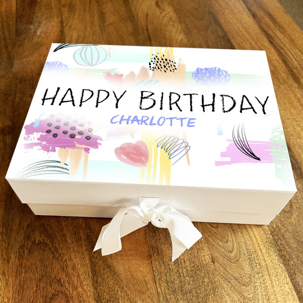Colourful Crayon Art Texture Birthday Personalised Hamper Gift Box