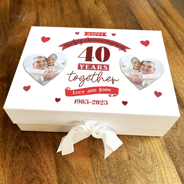 30th Wedding Anniversary Pearl Photo Hearts Personalised Hamper 