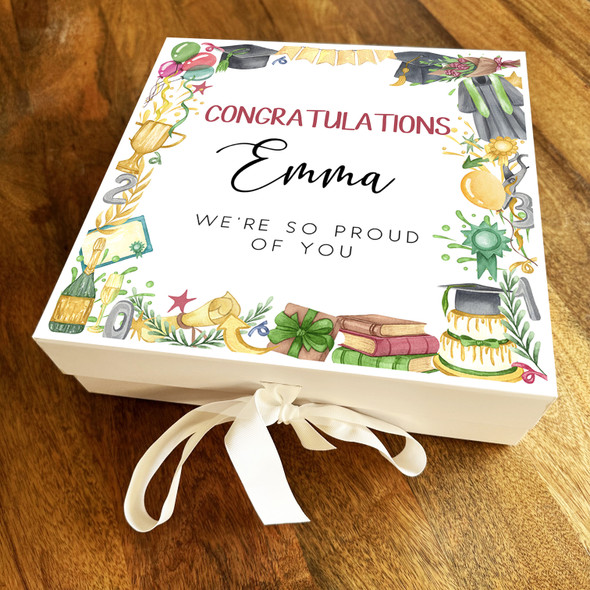 Square Graduation Frame Cap Diploma Books Congratulations Personalised Gift Box