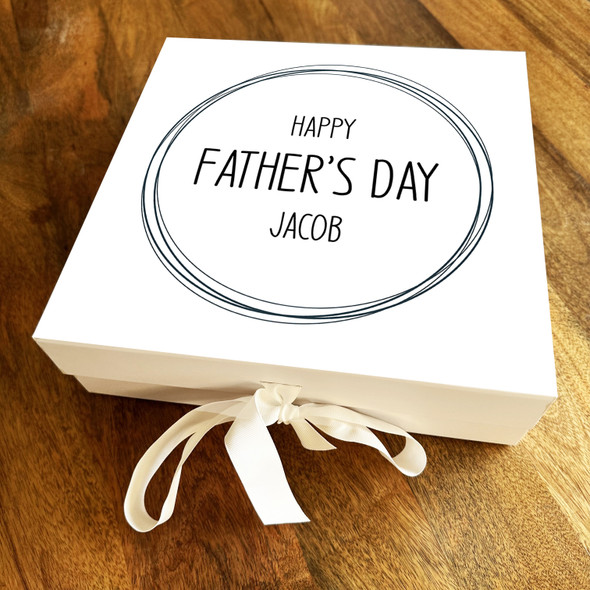 Square Father's Day Simple Minimalist Line Drawing Personalised Hamper Gift Box