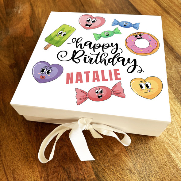 Square Colourful Funny Sweets Happy Birthday Bright Personalised Hamper Gift Box