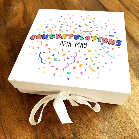 Square Bright Rainbow Confetti Congratulations Personalised Hamper Gift Box