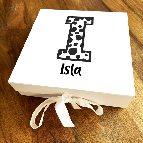 Square Dalmatian Spots Initial Letter I Personalised Hamper Gift Box
