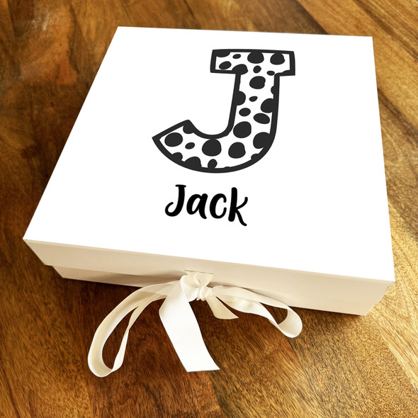 Square Dalmatian Spots Initial Letter J Personalised Hamper Gift Box