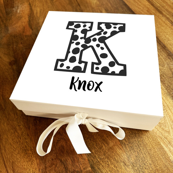 Square Dalmatian Spots Initial Letter K Personalised Hamper Gift Box