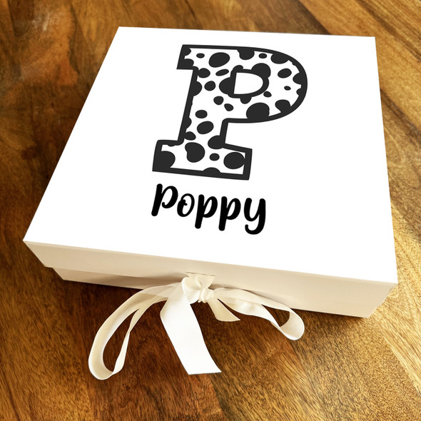 Square Dalmatian Spots Initial Letter P Personalised Hamper Gift Box