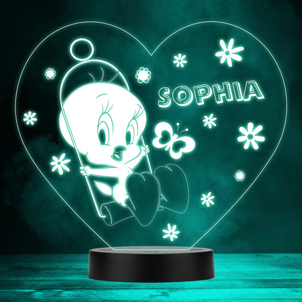 Looney Tunes Swing Tweety Floral Kids Personalised Gift Multicolour Night Light