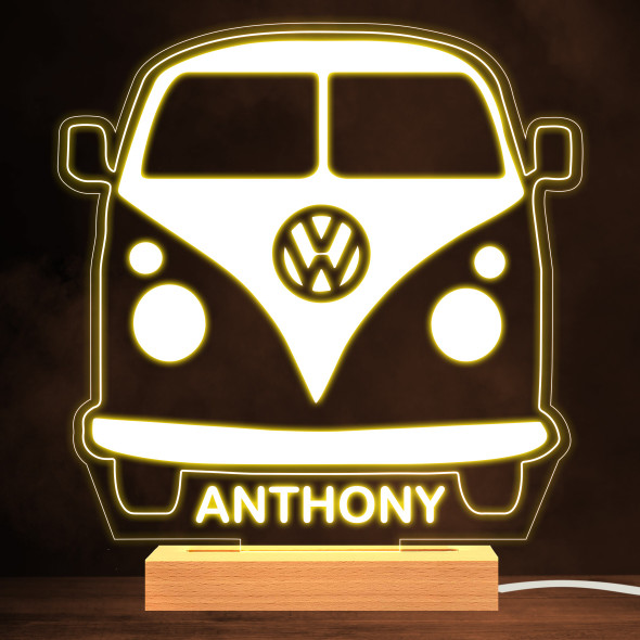 Vw Camper Van Front Retro Classic Car Personalised Gift Warm White Night Light