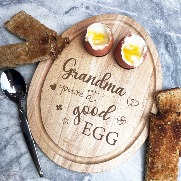 Boiled Eggs & Toast Grandma Good Egg Personalised Gift Breakfast Serving Board