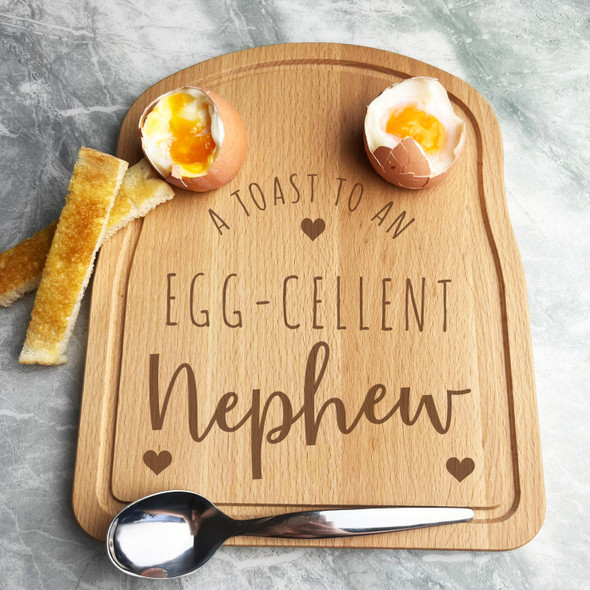 Boiled Eggs & Toast Nephew Personalised Gift Breakfast Serving Board