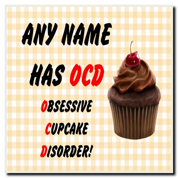 Funny Obsessive Disorder Cupcake Yellow Personalised Drinks Mat Coaster