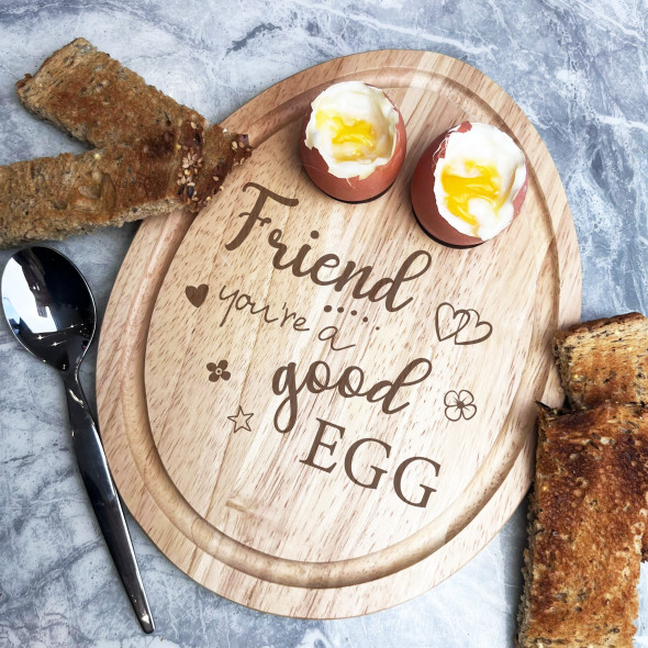 Boiled Eggs & Toast Friend Good Egg Personalised Gift Breakfast Serving Board
