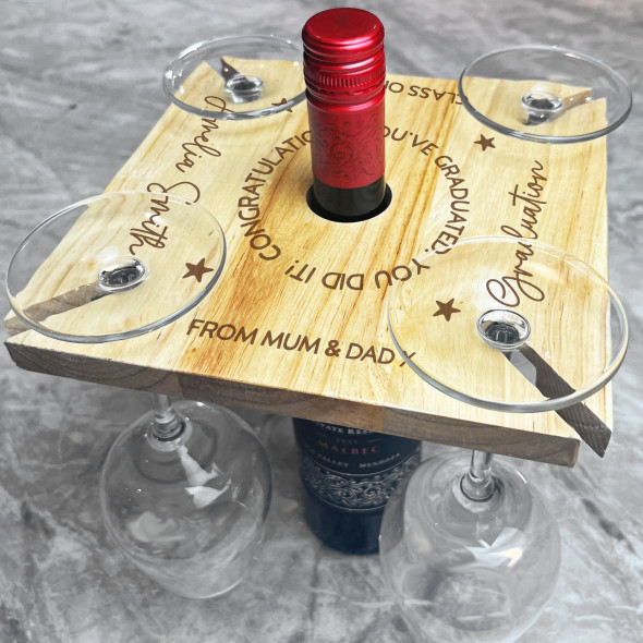 Congratulations You've Graduated Star Personalised 4 Wine Glass Bottle Holder