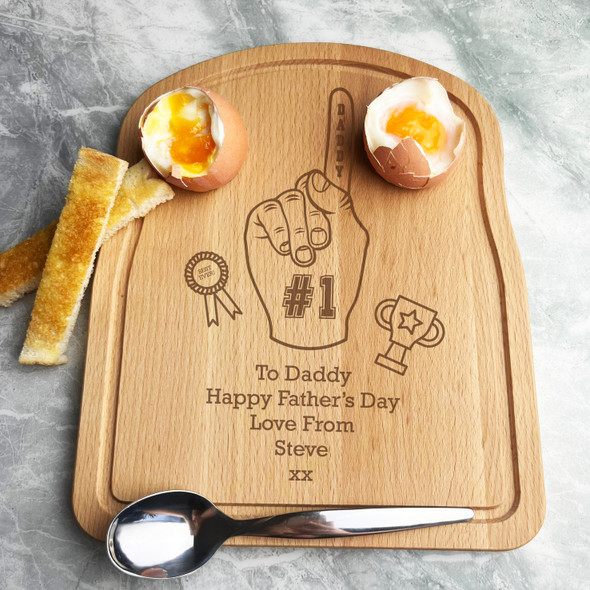 Trophy To Daddy Father's Day Personalised Bread Egg Breakfast Board