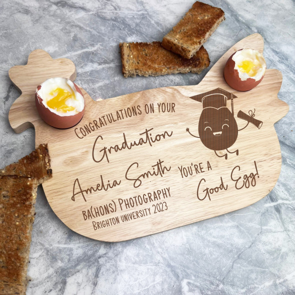 Graduation Congratulations Graduate Personalised Chicken Egg Breakfast Board