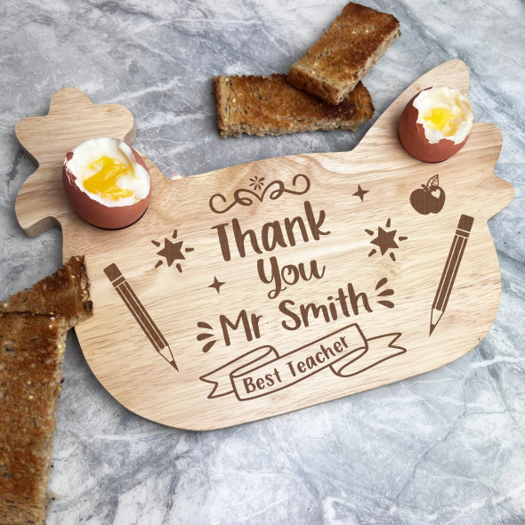 Thank You Teacher Pencil School Apple Personalised Chicken Egg Breakfast Board