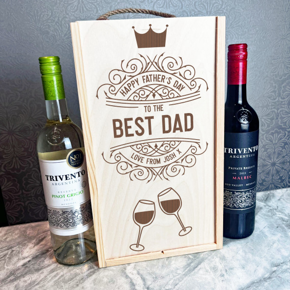 For The Dad Father's Day Deco Elegant Wine Personalised Two Bottle Wine Gift Box