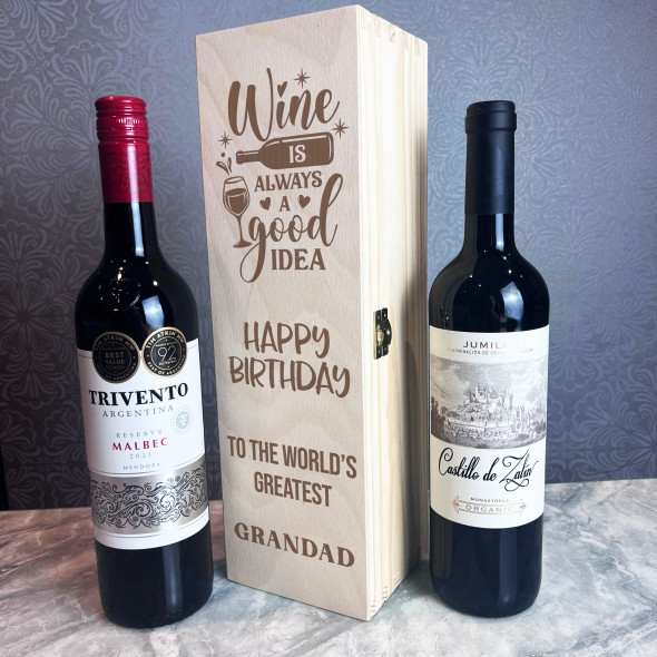 Wine Good Idea Birthday Greatest Grandad Personalised 1 Wine Bottle Gift Box