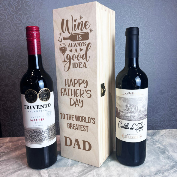 Wine Good Idea Father's Day Greatest Dad Personalised 1 Wine Bottle Gift Box